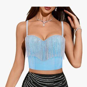 Women's Rhinestone Fringe Diamond Tank Top
